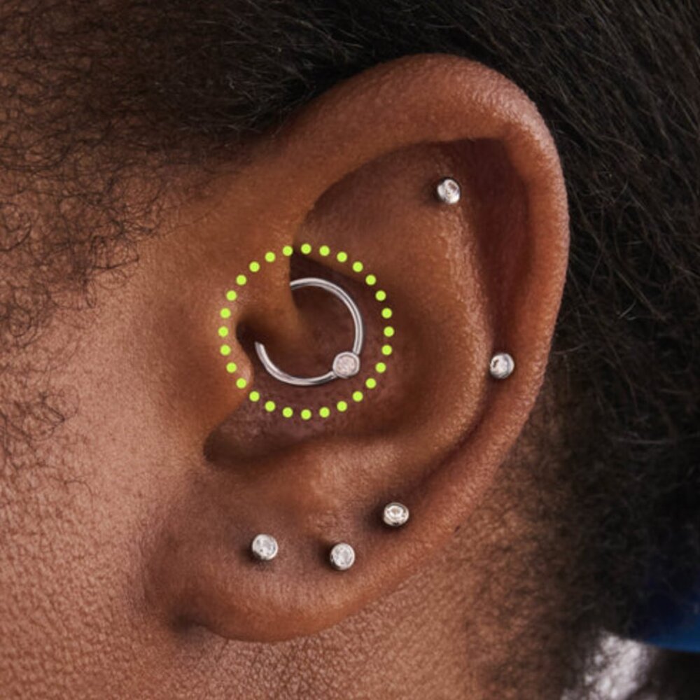 Titanium CZ Bezel Clicker 10mm Daith Hoop